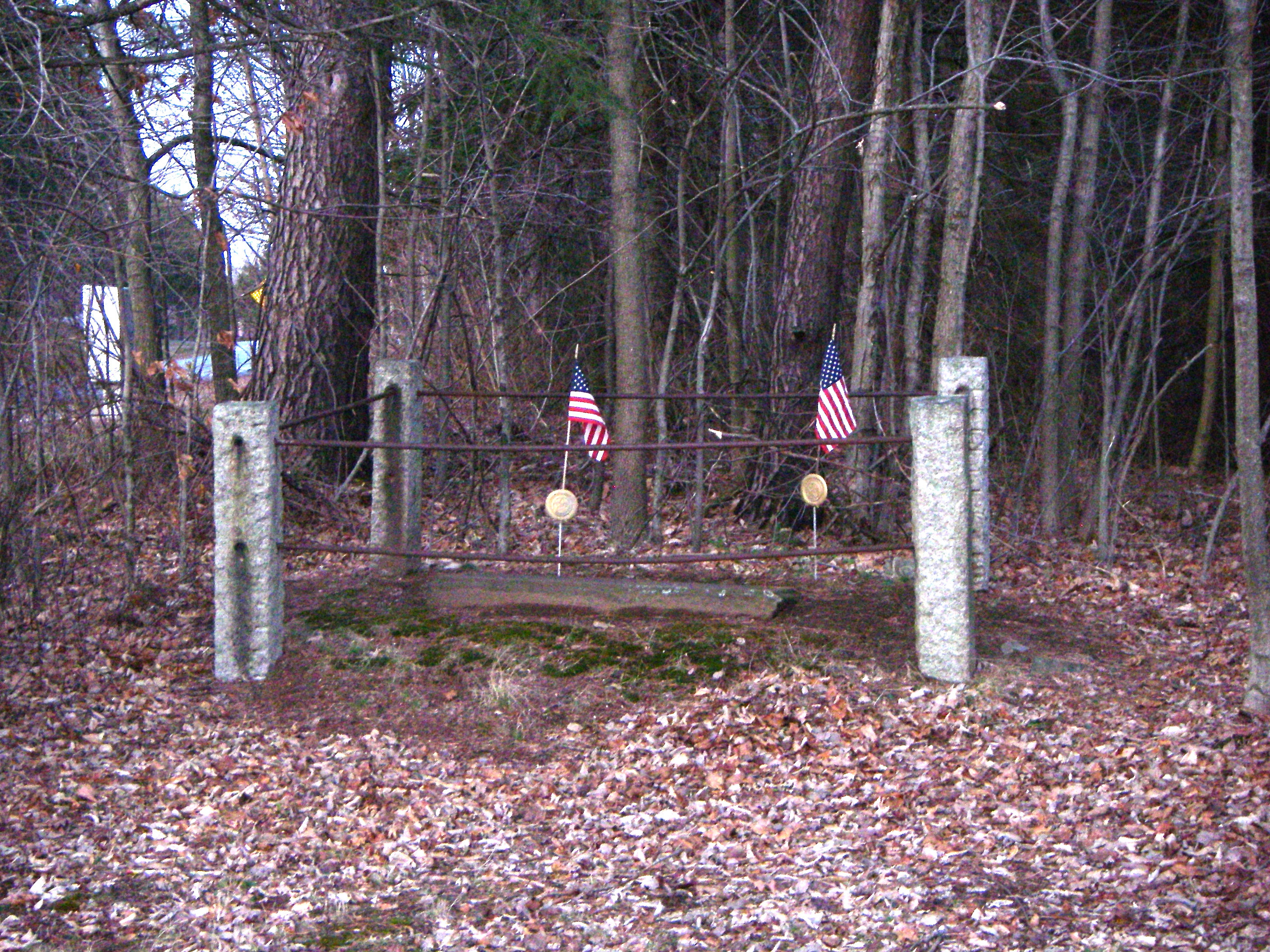 Burial marker of Samuel Plaisted (1731) (great-grandson of Lt. Roger Plaisted). Also marks  the general location of burial sites of Lt. Roger Plaisted Sr. and his son Roger Jr. who were killed  during 10/1675 Wabanaki attack on this portion of old Berwick.